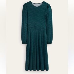 BODEN CAMILLE JERSEY MIDI DRESS GREEN BLUE 10 PETITE